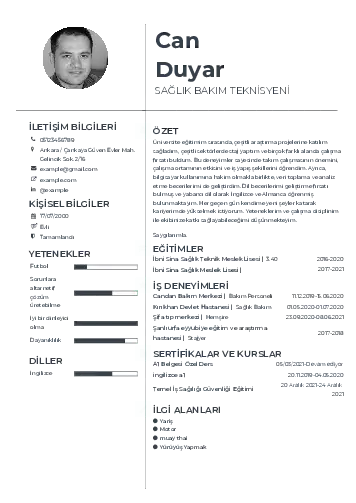 Hasta Bakıcı Cv Örnekleri cv indir